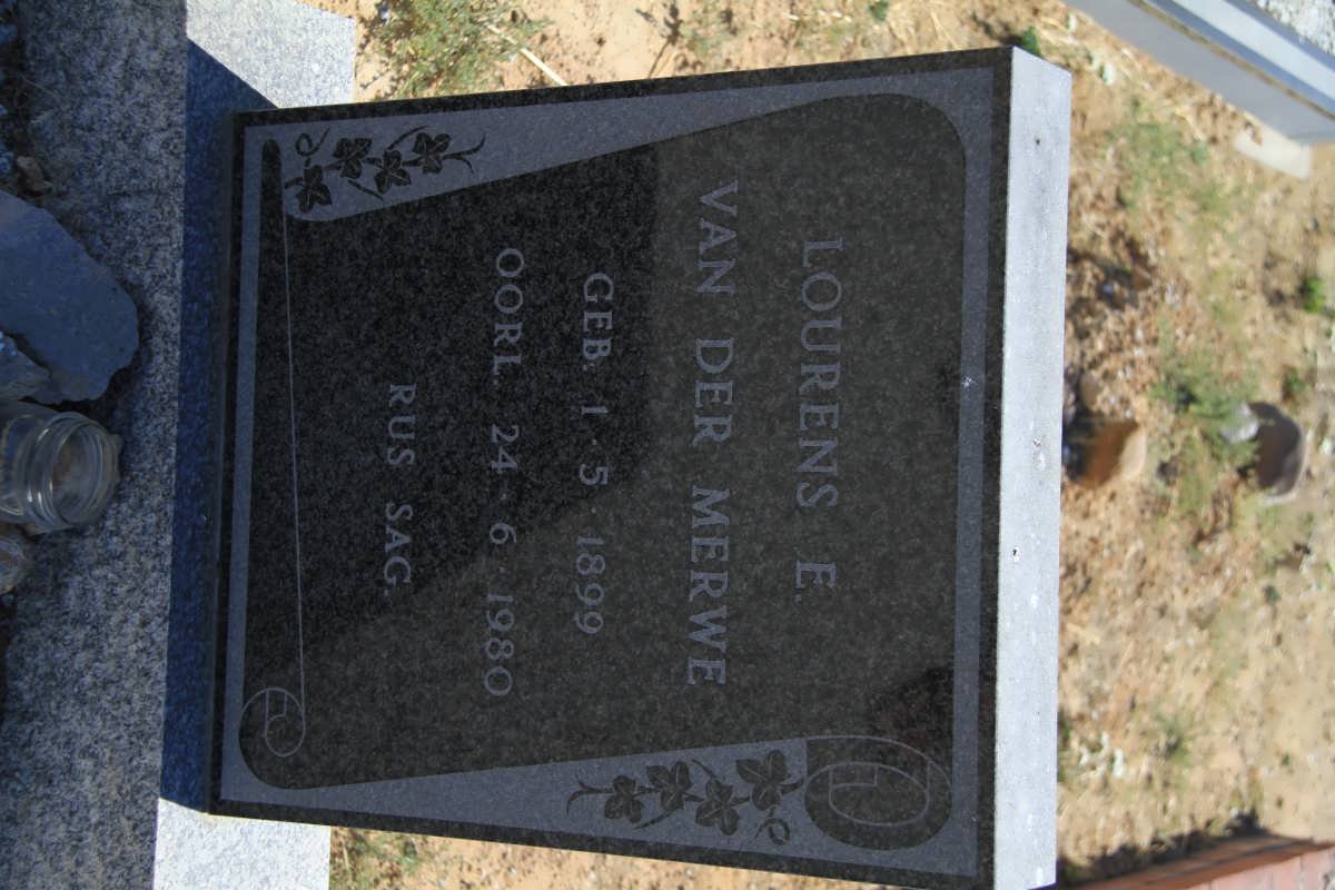MERWE Lourens E., van der 1899-1980