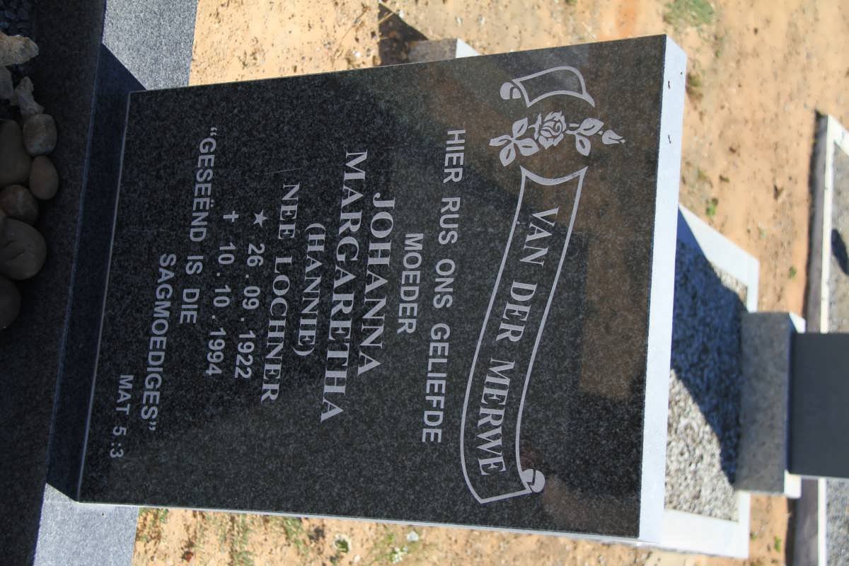 MERWE Johanna Margaretha, van der nee LOCHNER 1922-1994