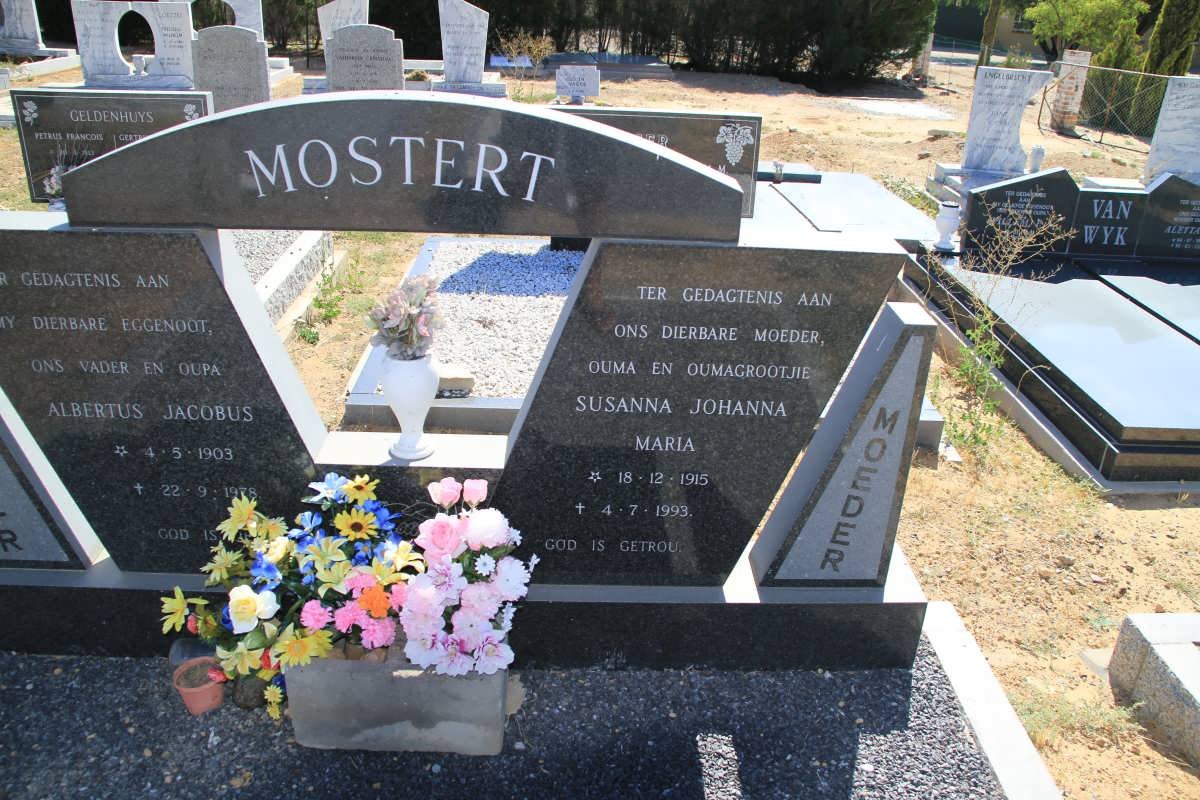 MOSTERT Albertus Jacobus 1903-1978 &amp; Susanna Johanna Maria 1915-1993