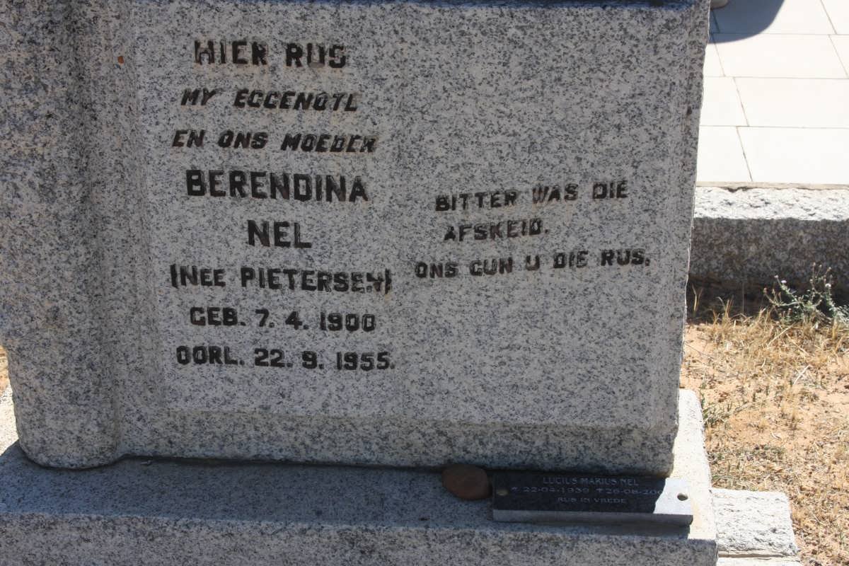 NEL Berendina nee PIETERSEN 1900-1955 :: NEL Lucius Marius 1939-2006