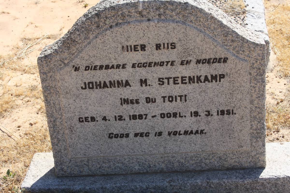 STEENKAMP Johanna M. nee DU TOIT 1887-1951
