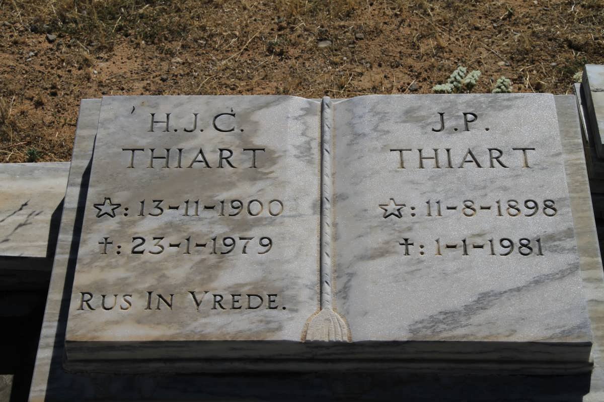 THIART J.P 1898-1981 &amp; H.J.C. 1900-1979