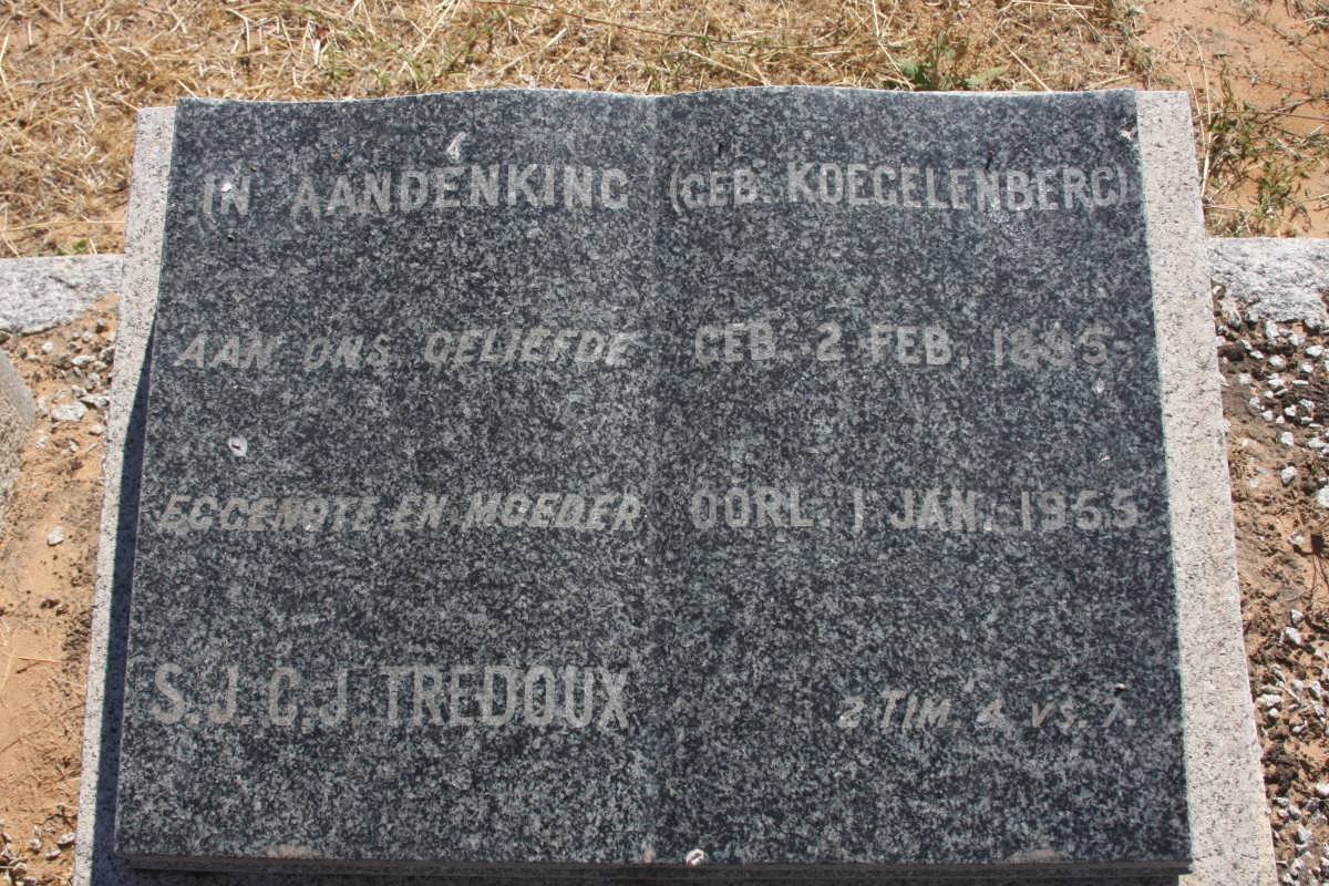 TREDOUX S.J.C.J. nee KOEGELENBERG 1895-1955