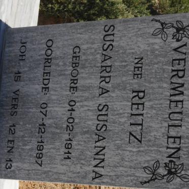 VERMEULEN Susarra Susanna nee REITZ 1911-1997