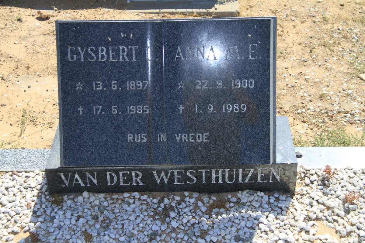 WESTHUIZEN Gysbert, van der 1897-1985 &amp; Anna M.E. 1900-1989