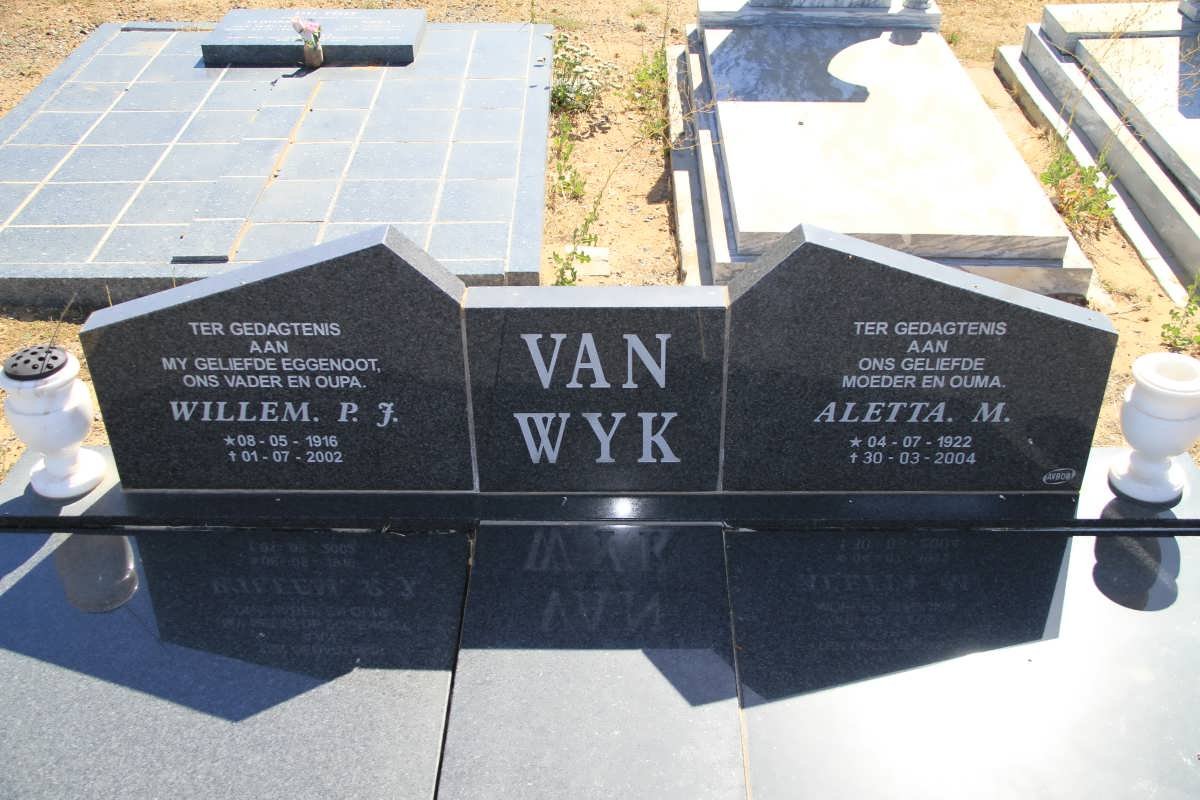 WYK Willem P.J., van 1916-2002 &amp; Aletta M. 1922-2004