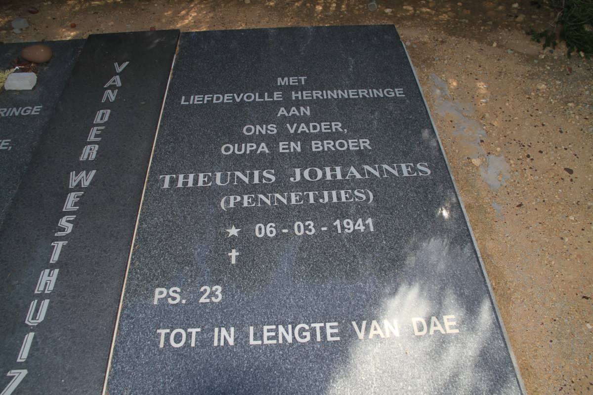WESTHUIZEN Theunis Johannes, van der 1941-