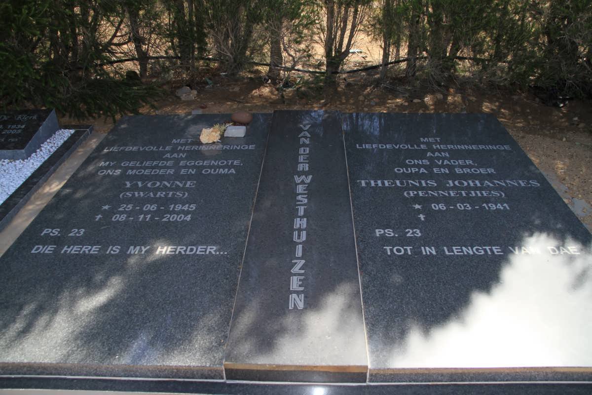 WESTHUIZEN Theunis Johannes, van der 1941- &amp; Yvonne SWARTS 1945-2004
