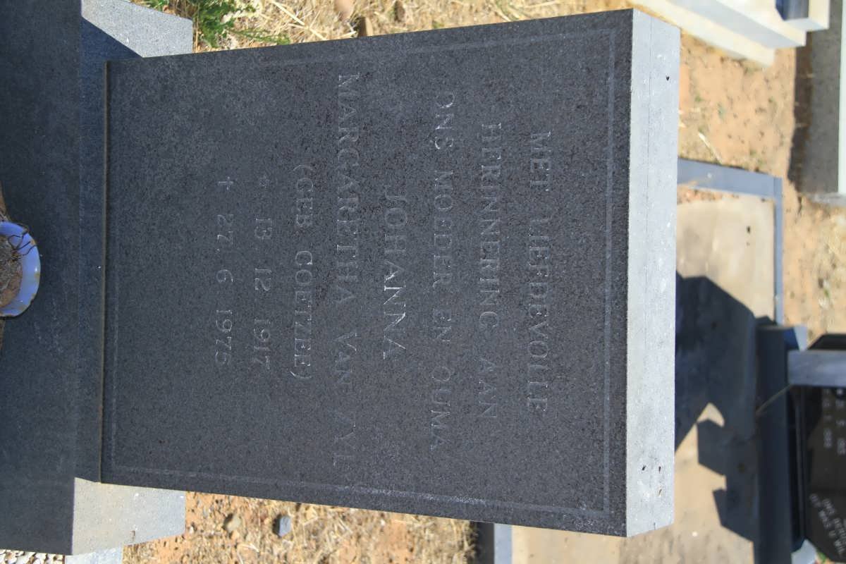 ZYL Johanna Margaretha, van nee COETZEE 1917-1975