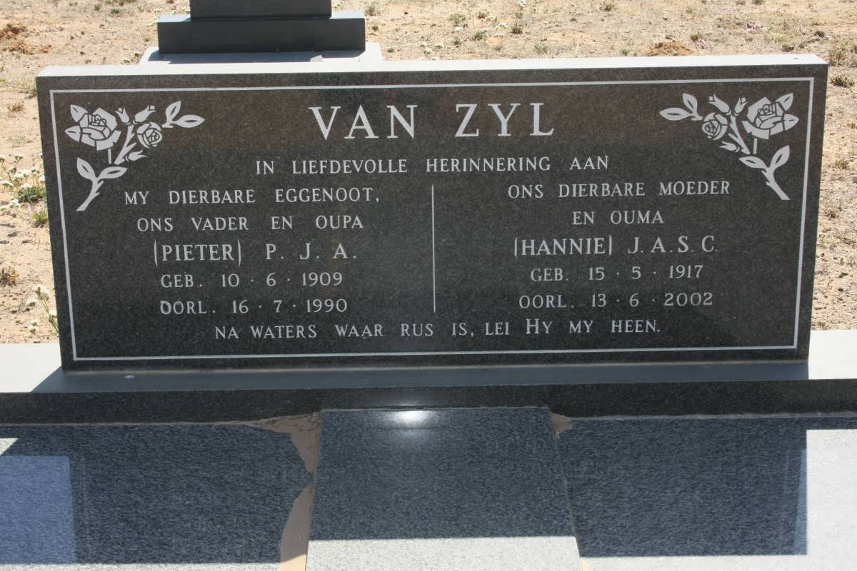 ZYL P.J.A., van 1909-1990 &amp; J.A.S.C. 1917-2002