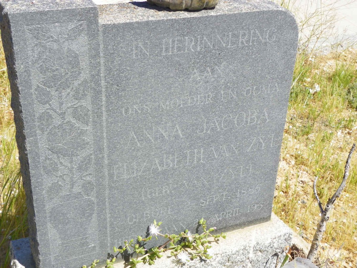 ZYL Anna Jacoba Elizabeth, van nee VAN ZYL 1885-1952