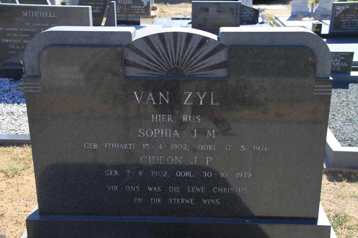 ZYL Gideon J.P., van 1902-1979 &amp; Sophia J.M. THIART 1902-1976