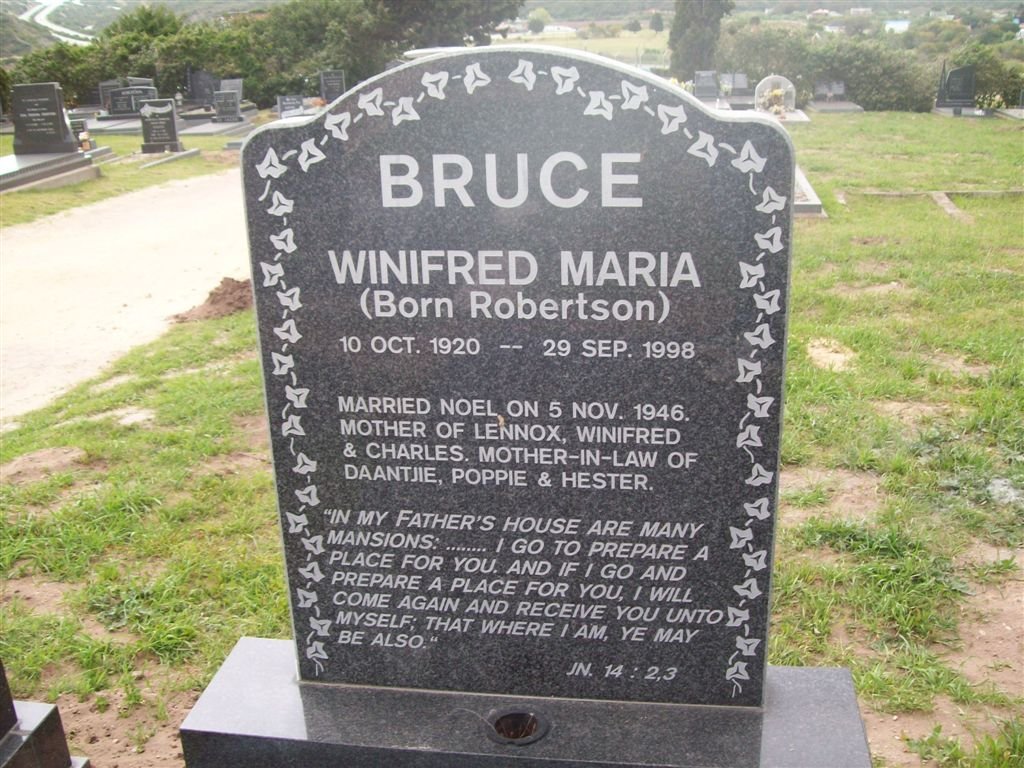 BRUCE Winifred Maria nee ROBERTSON 1920-1998