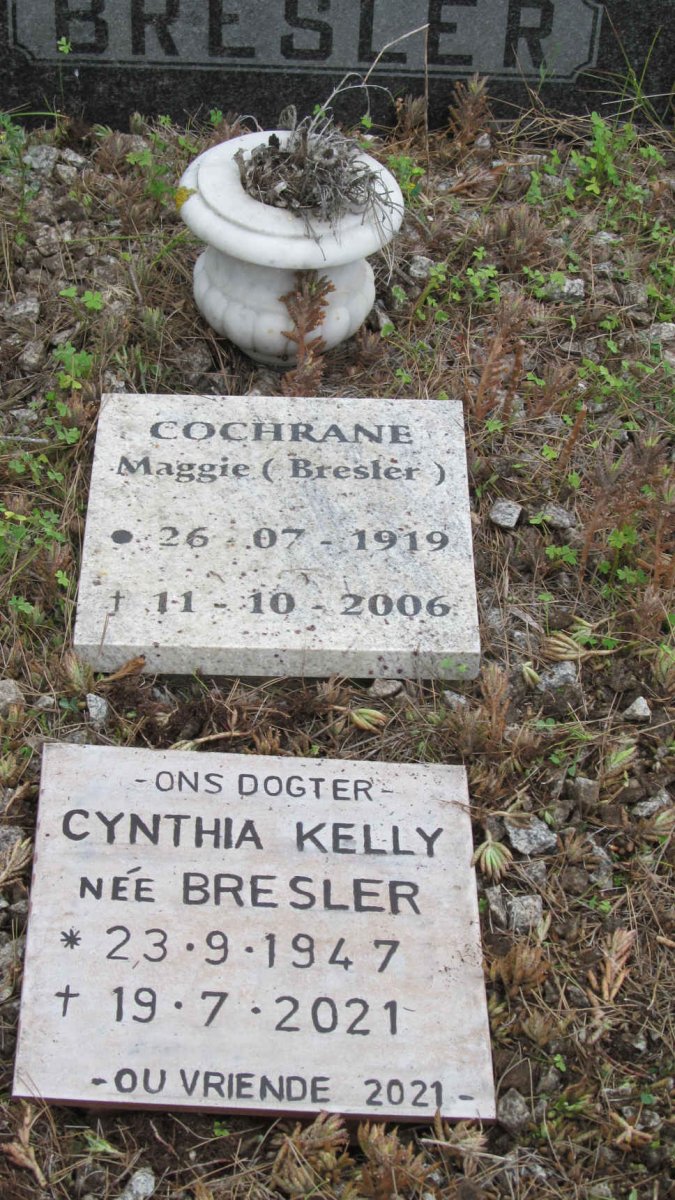 COCHRANE Maggie voorheen BRESLER 1919-2006 :: KELLY Cynthia nee BRESLER 1947-2021