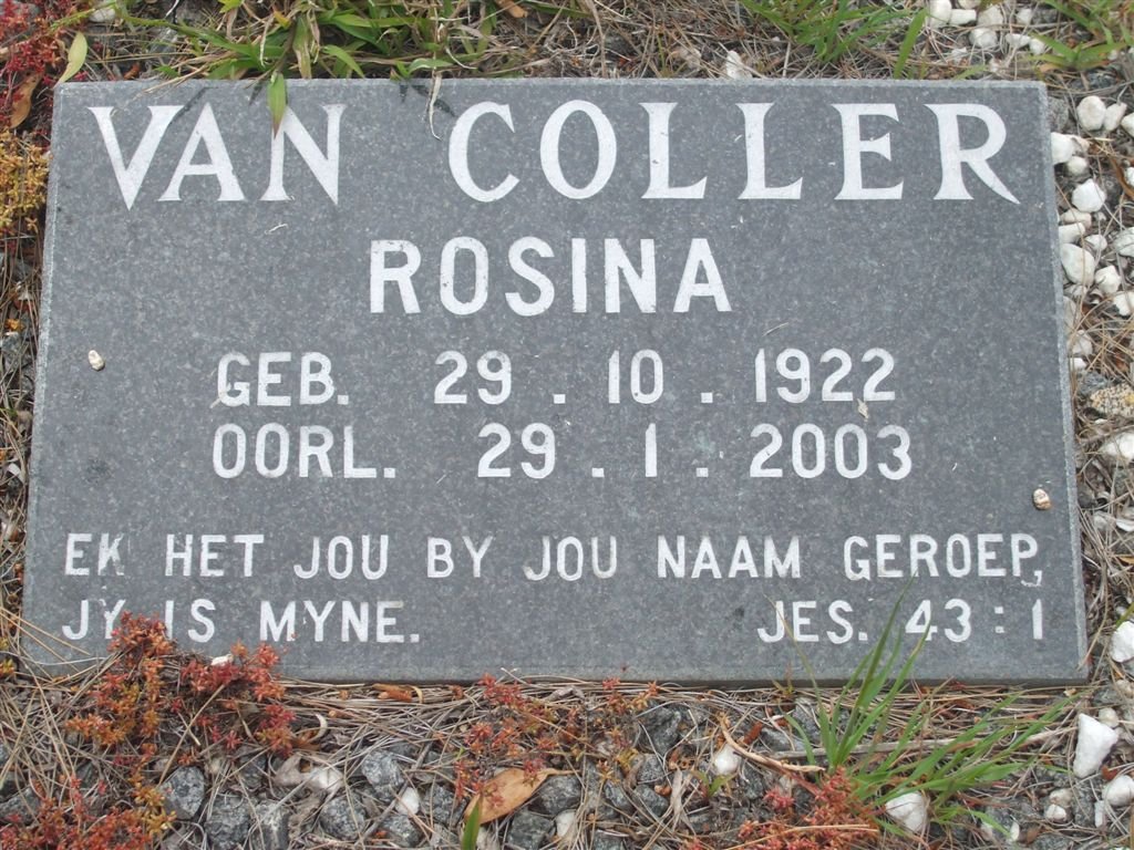 COLLER Rosina, van 1922-2003