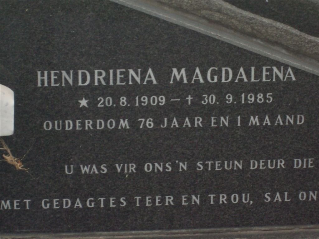 CLOETE Hendriena Magdalena 1909-1985