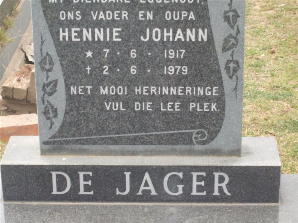 JAGER Hennie Johann, de 1917-1979