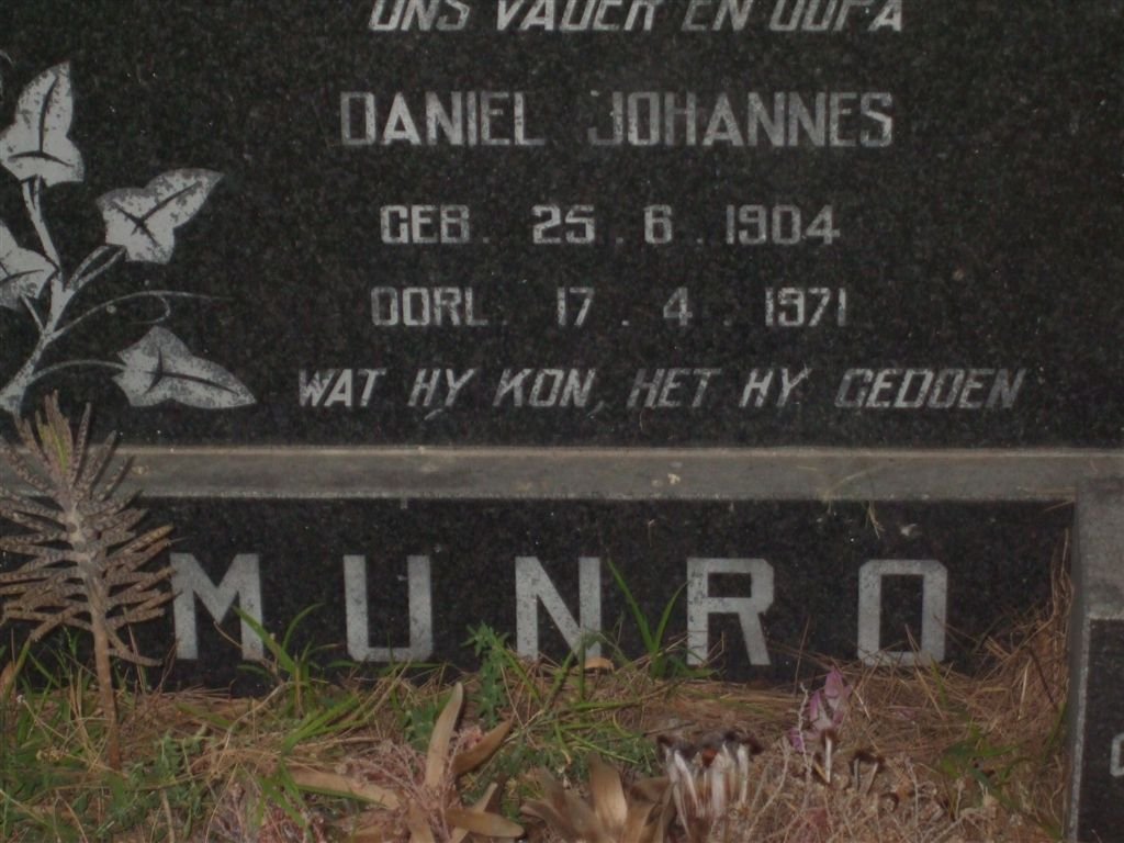 MUNRO Daniel Johannes 1904-1971