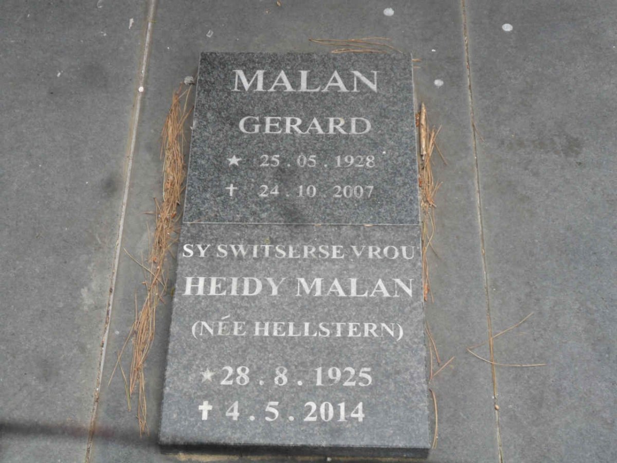 MALAN Gerard 1928-2007 &amp; Heidy HELLSTERN 1925-2014