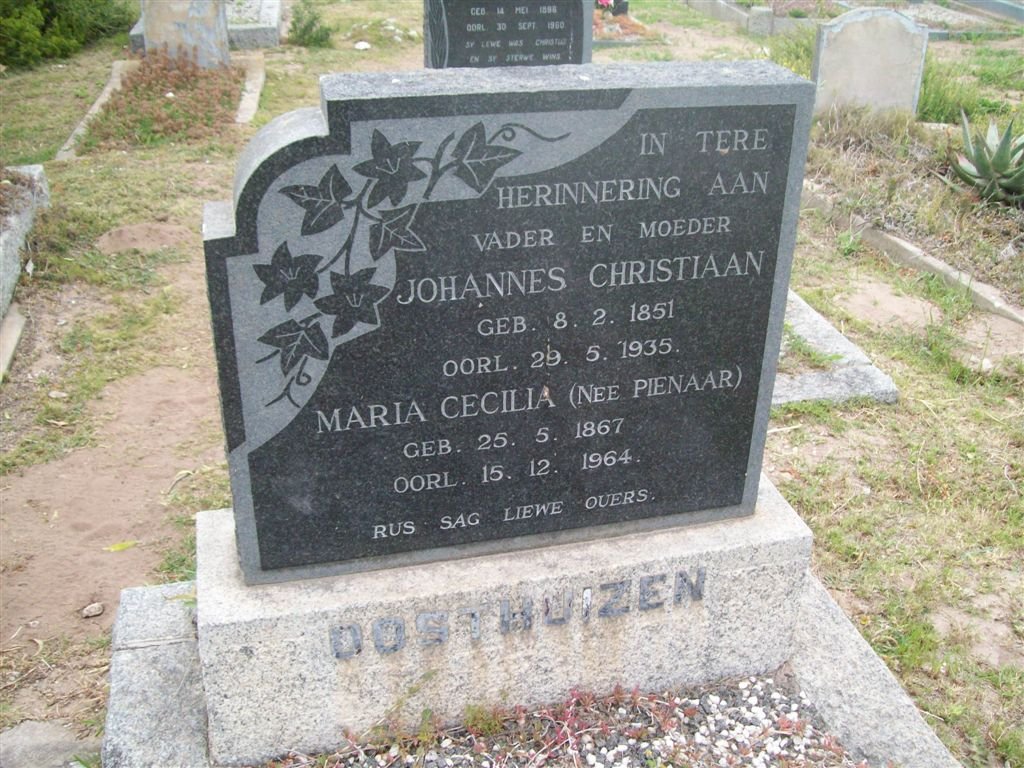 OOSTHUIZEN Johannes Christiaan 1851-1935 &amp; Maria Cecilia PIENAAR 1867-1964