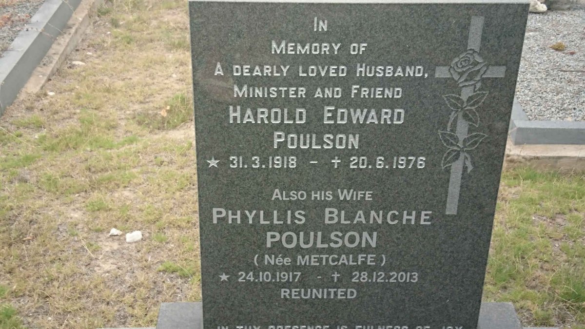 POULSON Harold Edward 1918-1976 &amp; Phyllis Blanche METCALFE 1917-2013
