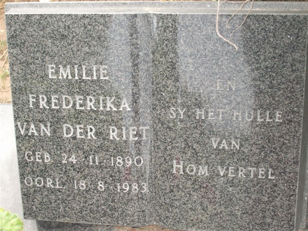 RIET Emilie Frederika, van der 1890-1983