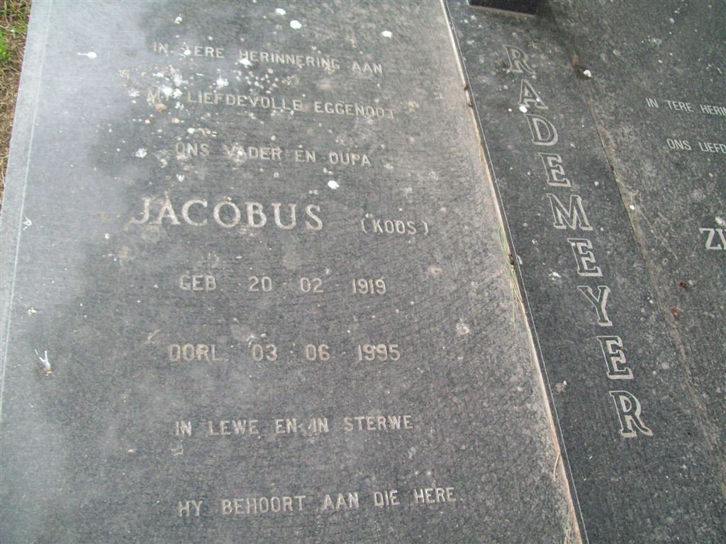 RADEMEYER Jacobus 1919-1995
