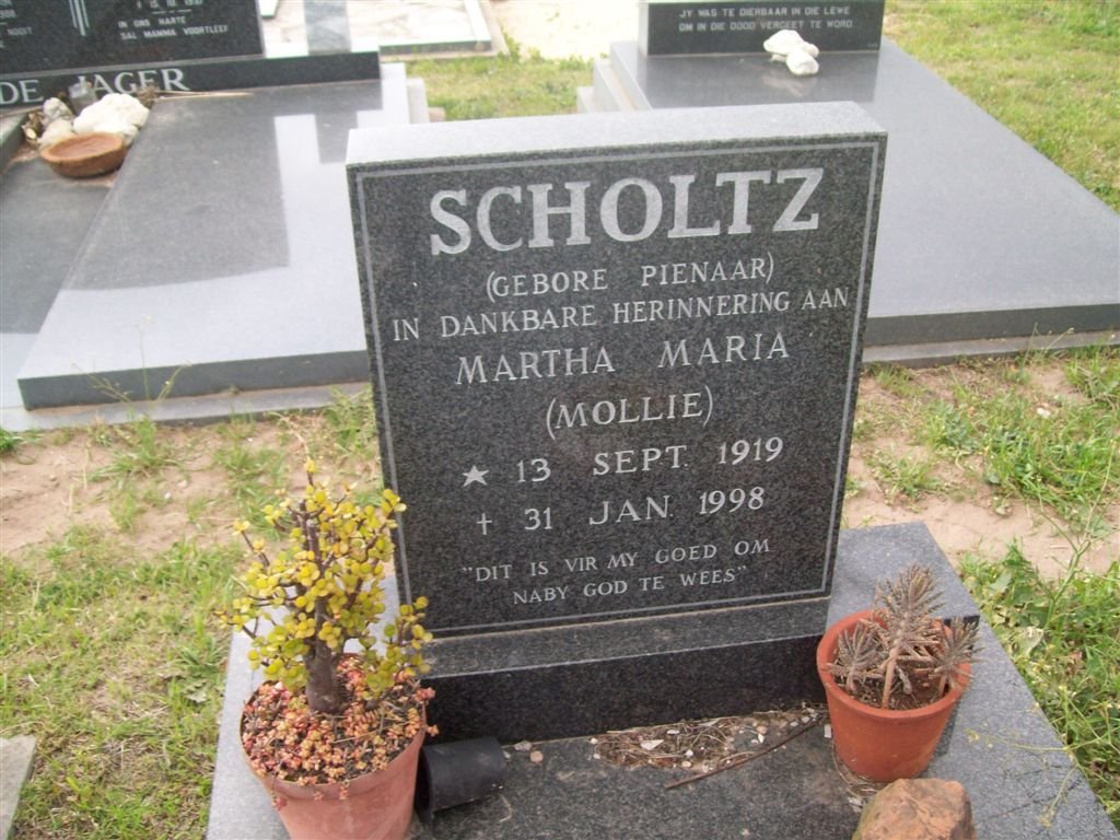 SCHOLTZ Martha Maria nee PIENAAR 1919-1998