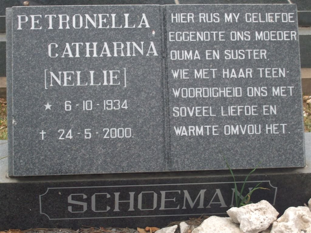 SCHOEMAN Petronella Catharina 1934-2000