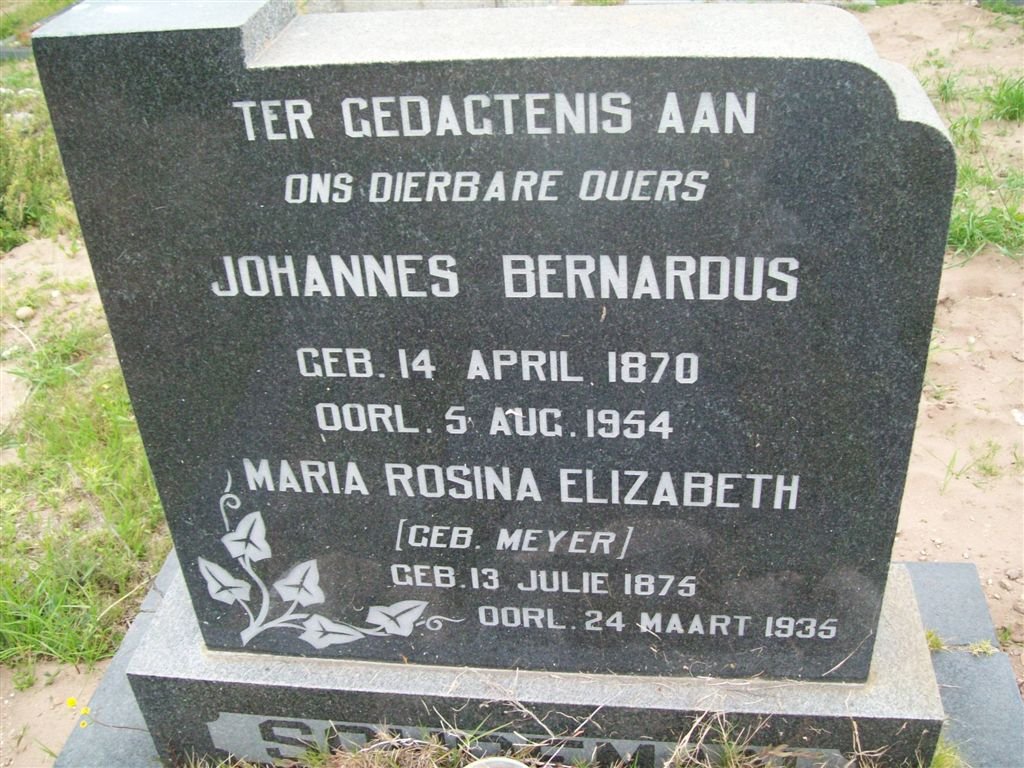 SCHOEMAN Johannes Bernardus 1870-1954 &amp; Maria Rosina Elizabeth MEYER 1875-1935