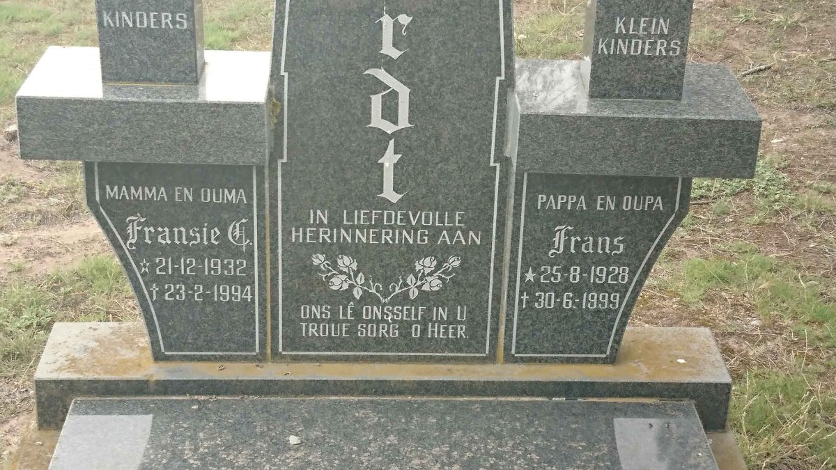 WOLVAARDT Frans 1928-1999 &amp; Fransie C. 1932-1994