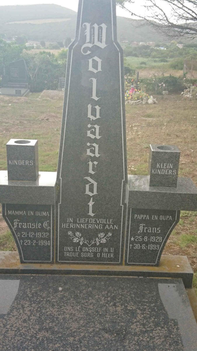 WOLVAARDT Frans 1928-1999 &amp; Fransie C. 1932-1994