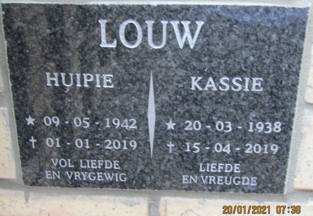 LOUW Huipie 1942-2019 &amp; Kassie 1938-2019