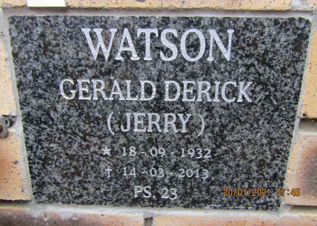 WATSON Gerald Derick 1932-2013