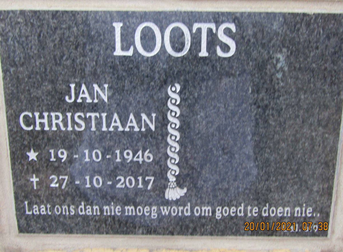 LOOTS Jan Christiaan 1946-2017
