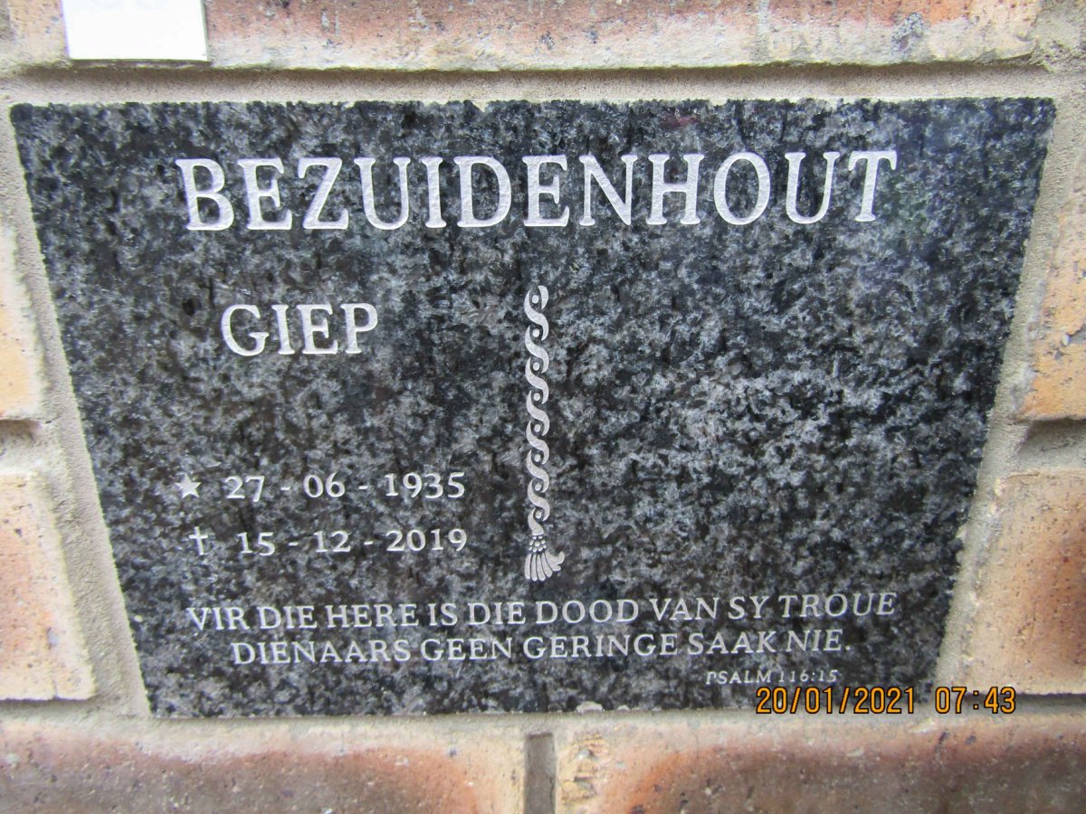 BEZUIDENHOUT Giep 1935-2019