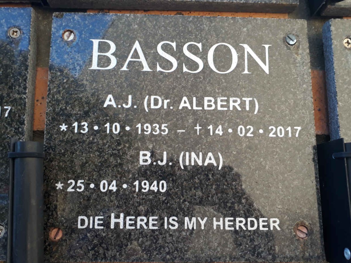 BASSON A.J. 1935-2017 &amp; B.J. 1940-