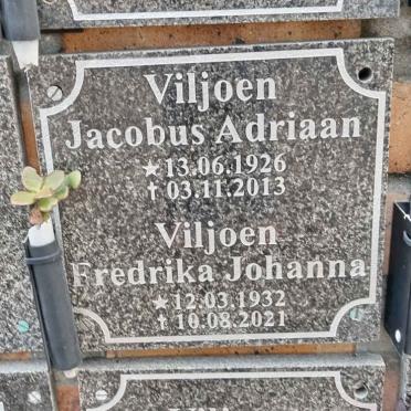 VILJOEN Jacobus Adriaan 1926-2013 & Fredrika Johanna 1932-2021