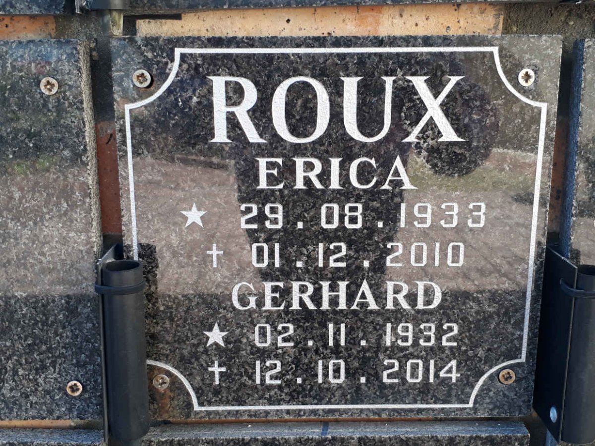 ROUX Gerhard 1932-2014 &amp; Erica 1933-2010