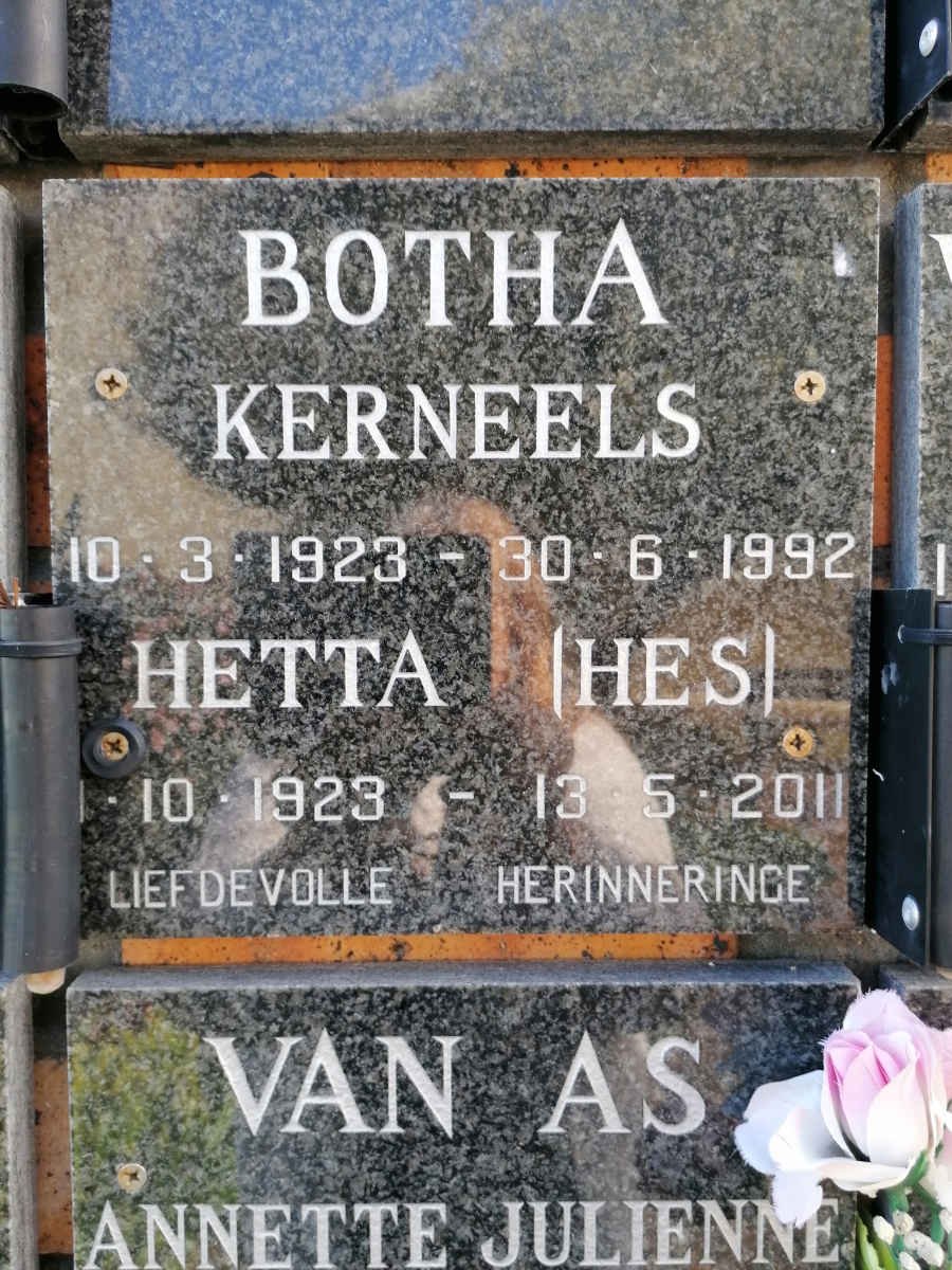 BOTHA Kerneels 1923-1992 &amp; Hetta 1923-2011