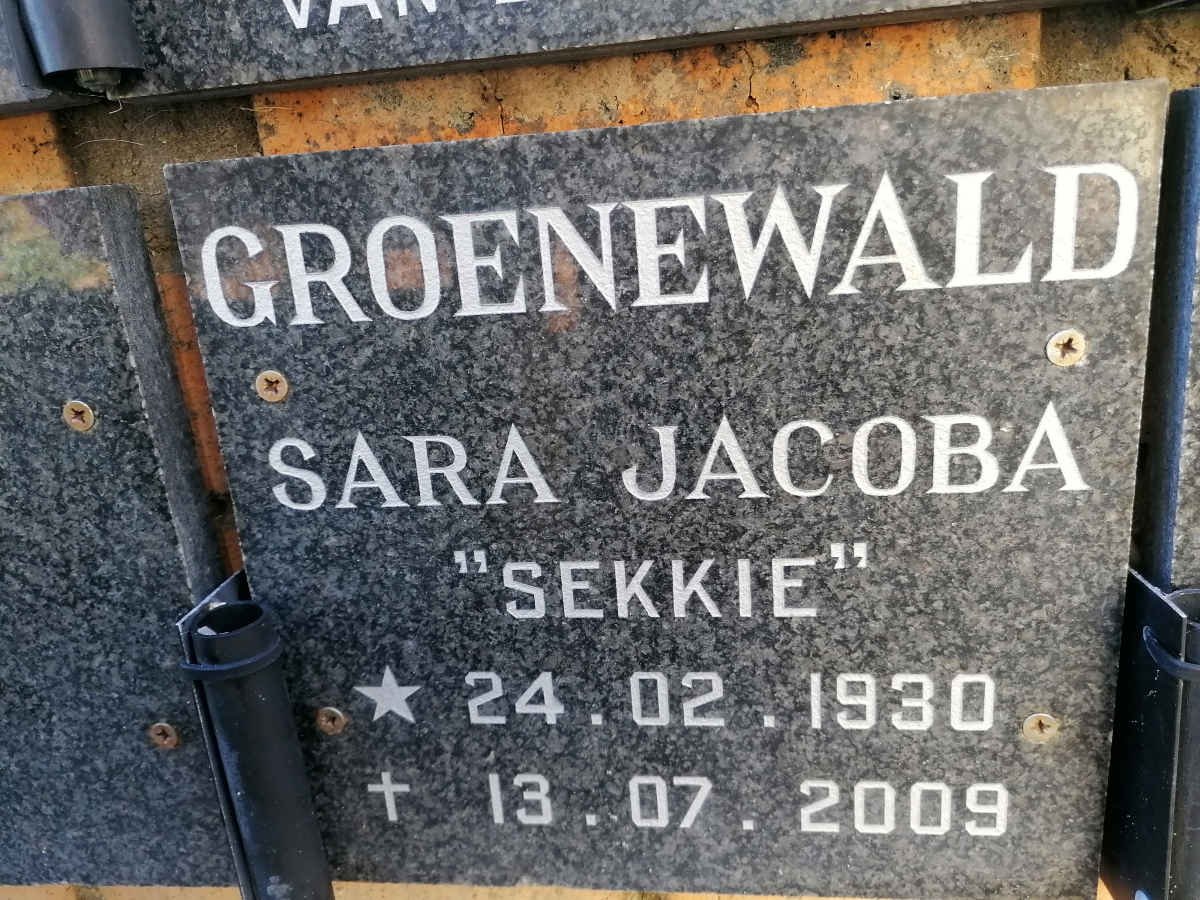 GROENEWALD Sara Jacoba 1930-2009