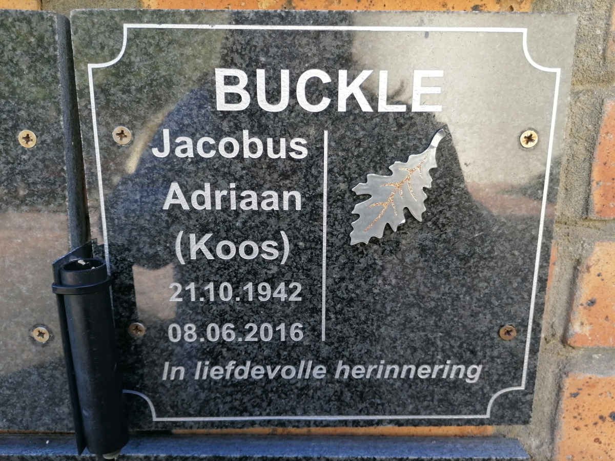BUCKLE Jacobus Adriaan 1942-2016