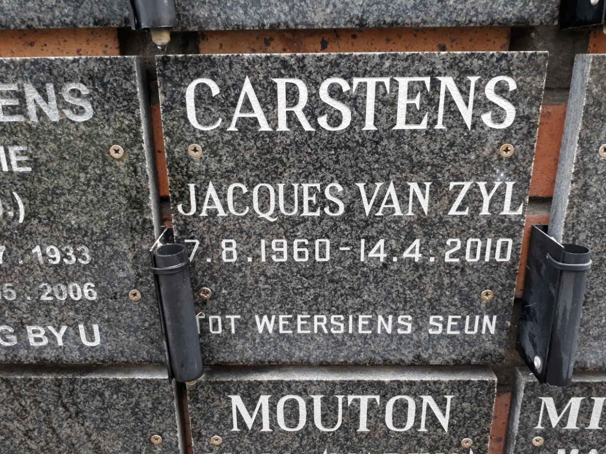 CARSTENS Jacques Van Zyl 1960-2010