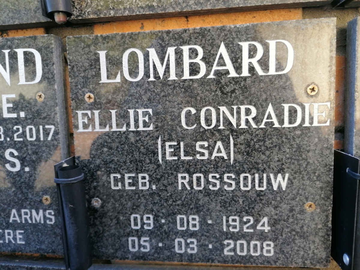 LOMBARD Ellie Conradie nee ROSSOUW 1924-2008