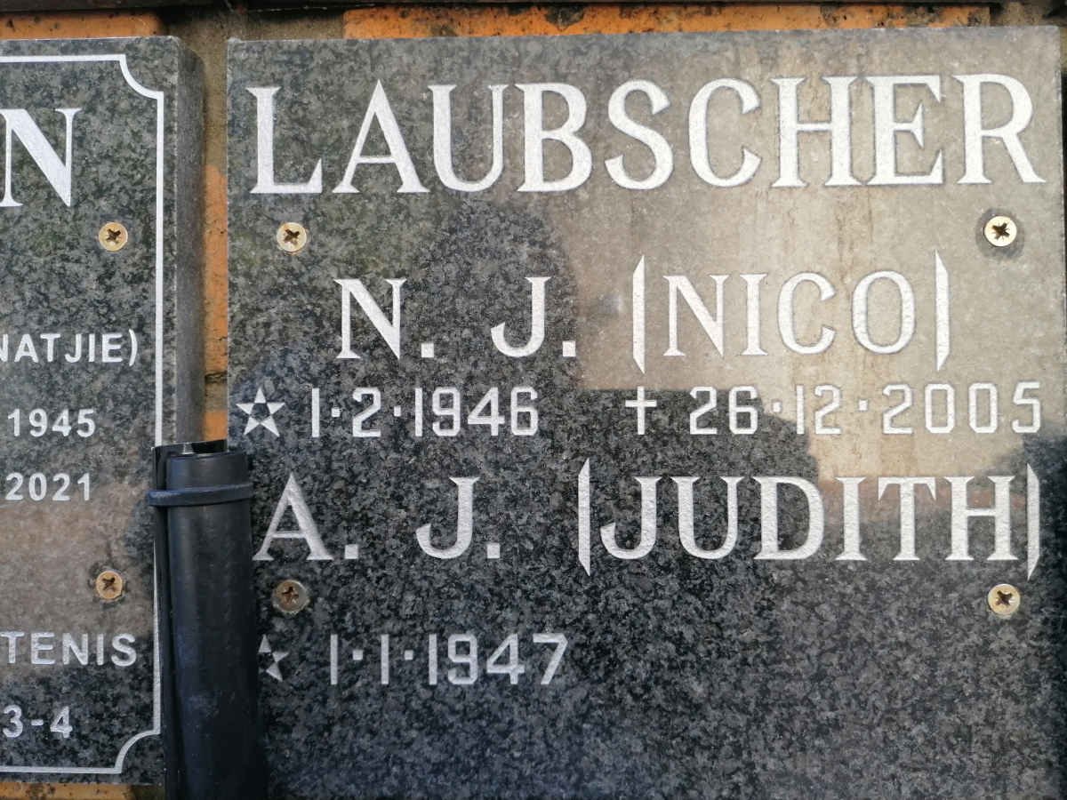 LAUBSCHER N.J. 1946-2005 &amp; A.J. 1947-