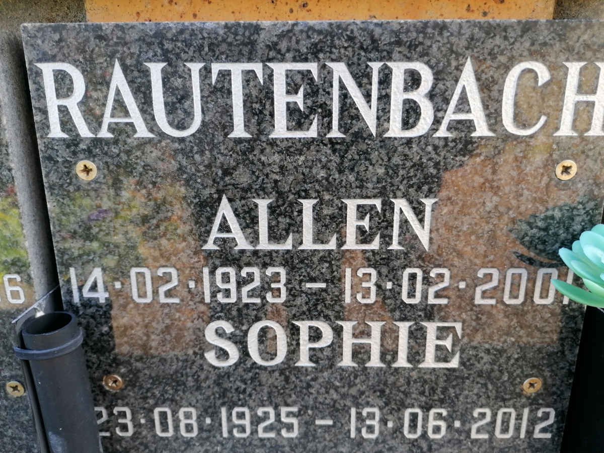 RAUTENBACH Allen 1923-2001 &amp; Sophie 1925-2012