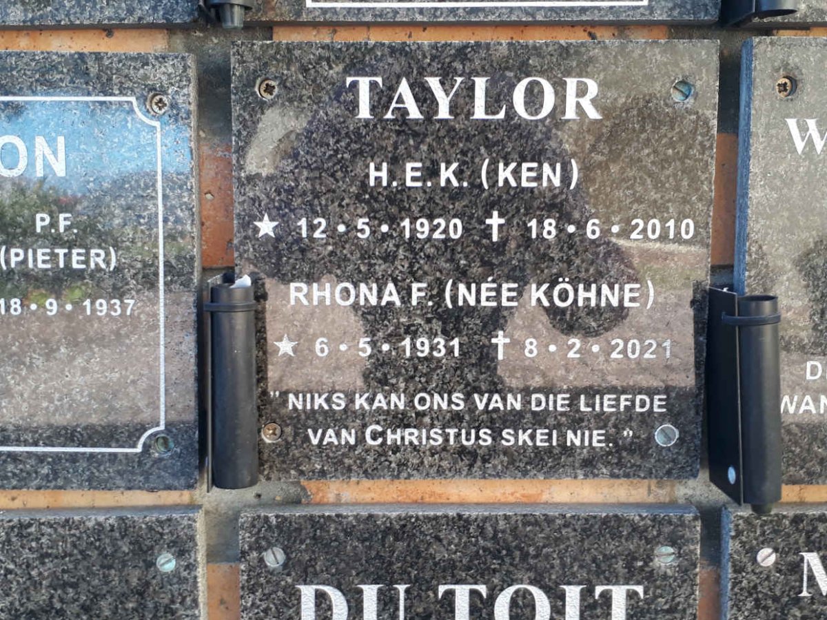 TAYLOR H.E.K. 1920-2010 &amp; Rhona F. KOHNE 1931-2021