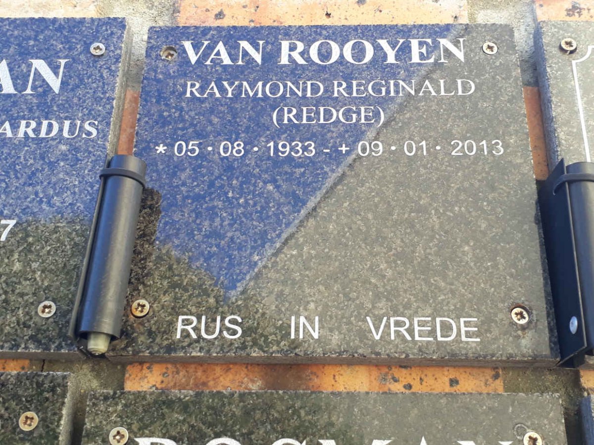 ROOYEN Raymond Reginald, van 1933-2013