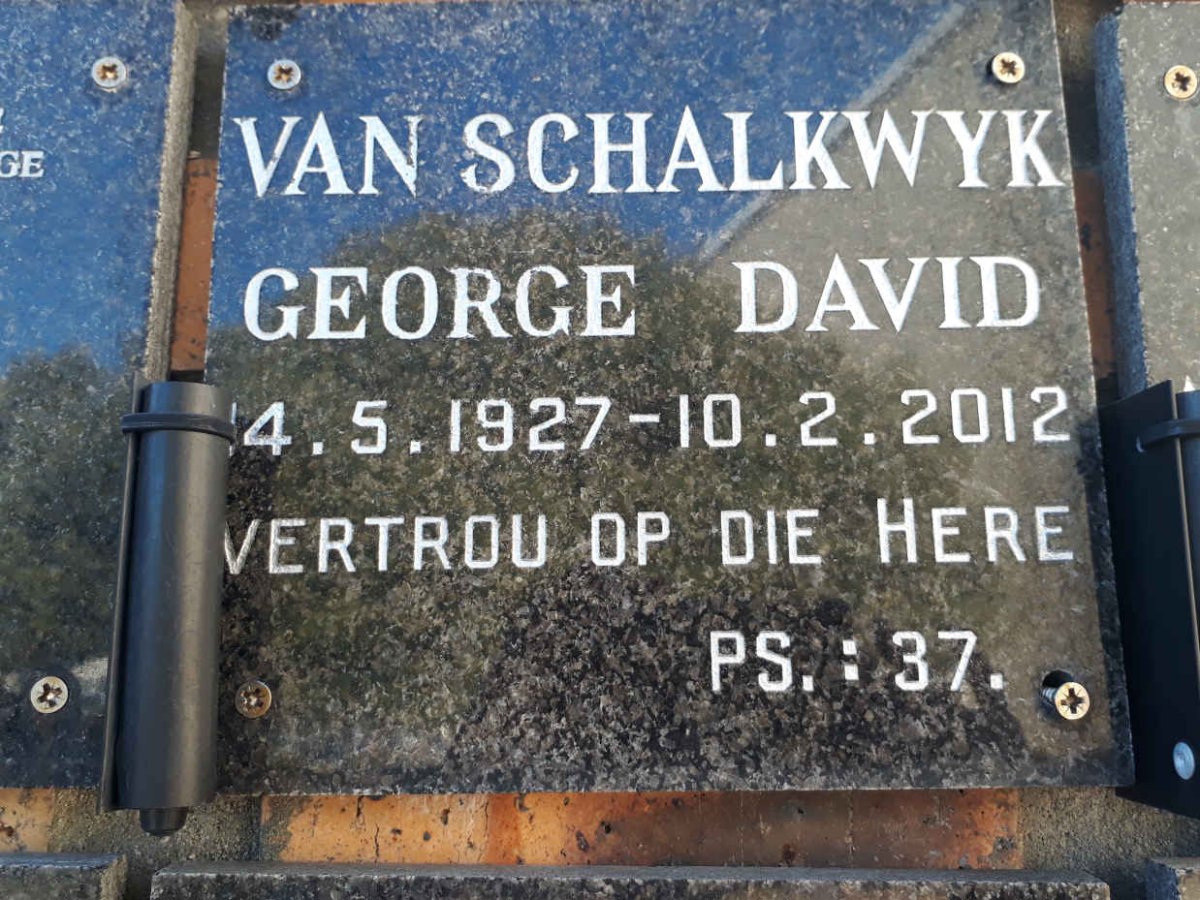 SCHALKWYK George David, van 1927-2012