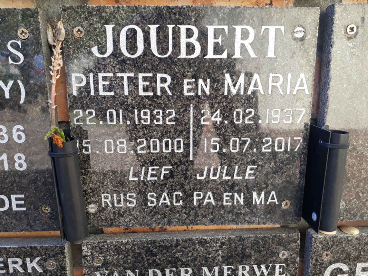 JOUBERT Pieter 1932-2000 &amp; Maria 1937-2017